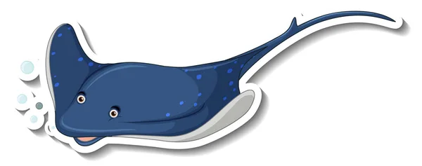 Sticker Sjabloon Met Stingray Stripfiguur Geïsoleerde Illustratie — Stockvector