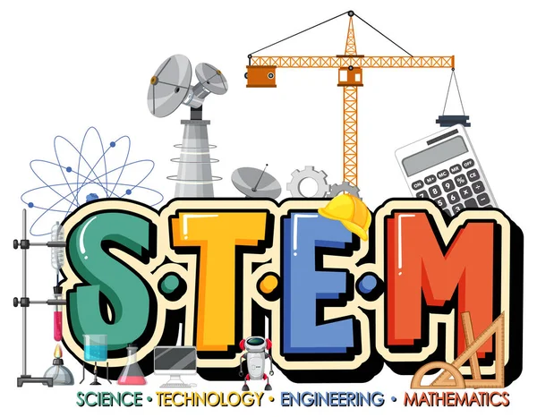 Логотип Stem Образования Элементами Иконочного Орнамента Белом Фоне — стоковый вектор