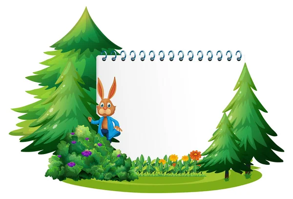 Tomma Fana Trädgården Med Kanin Isolerad Illustration — Stock vektor