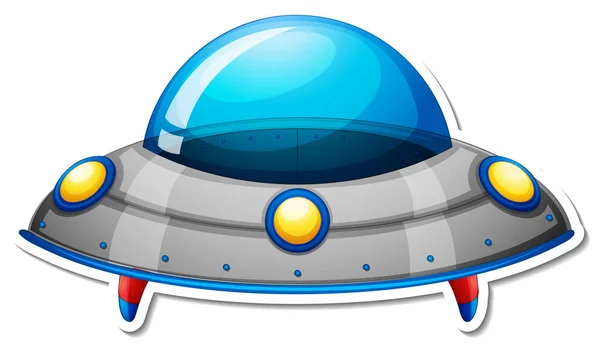 Sticker Template Met Ongeïdentificeerd Vliegend Object Ufo Geïsoleerde Illustratie — Stockvector