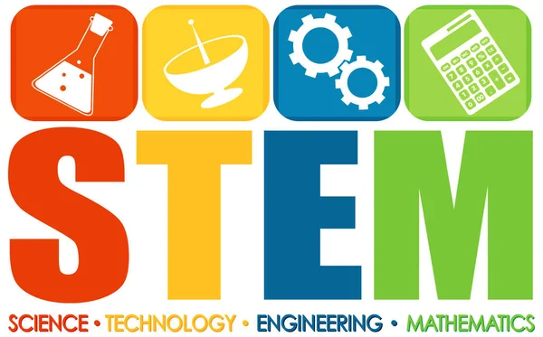 Логотип Stem Иллюстрацией Элементов Значков Образования Обучения — стоковый вектор