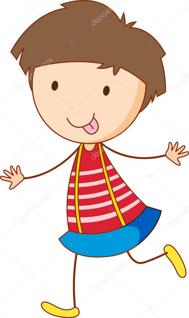 Cute girl cartoon character in hand drawn doodle style isolated illustration