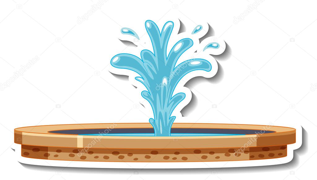 Sticker template with a fountain isolated illustration
