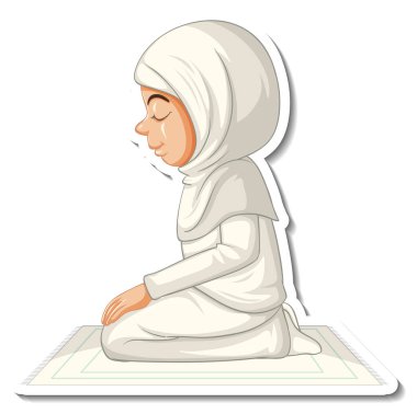Müslüman bir kızın oturduğu ve dua ettiği bir etiket.