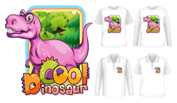 Cool Dinosaur Fonte Logotipo Personagem Dos Desenhos Animados Dinosaur Com —  Vetores de Stock