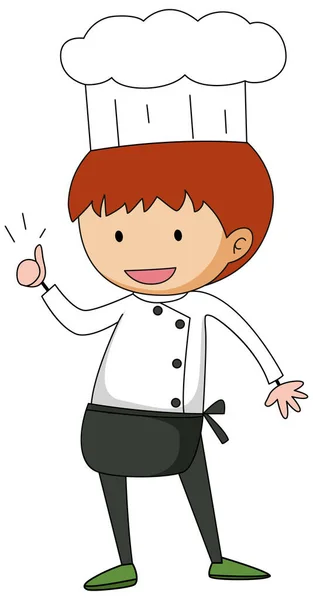 Piccolo Chef Cartone Animato Personaggio Isolato Illustrazione — Vettoriale Stock