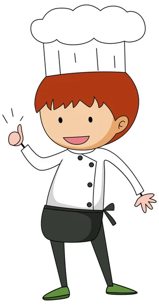 Kleine Chef Kok Cartoon Karakter Geïsoleerde Illustratie — Stockvector