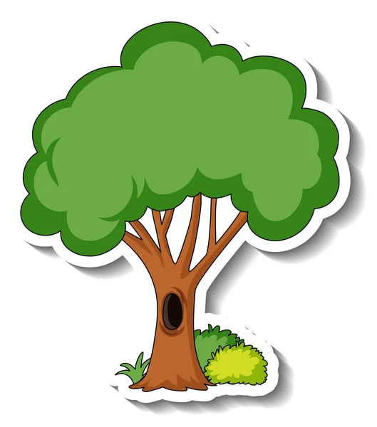 Sticker Vorlage Mit Einer Isolierten Abbildung Aus Baum Und Busch — Stockvektor
