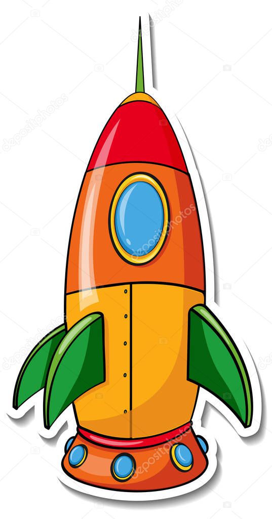 A sticker template with Rocket Space Cartoon isolated illustration