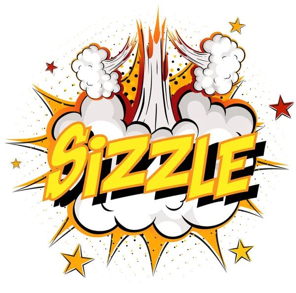 Λέξη Sizzle Comic Σύννεφο Έκρηξη Φόντο Εικονογράφηση — Διανυσματικό Αρχείο