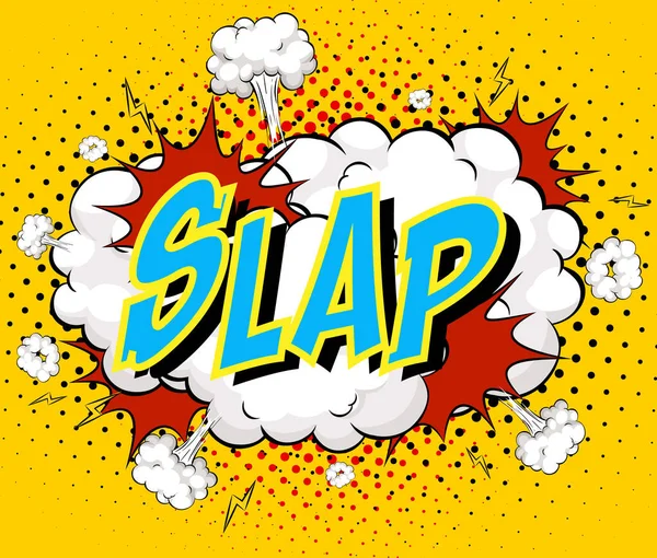 Word Slap Auf Comic Wolke Explosion Hintergrund Illustration — Stockvektor