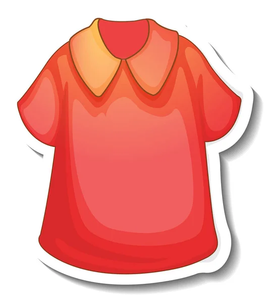 Modello Adesivo Con Una Camicia Rossa Donne Illustrazione Isolata — Vettoriale Stock