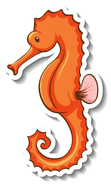 Sticker Template Seahorse Cartoon Character Isolated Illustration — Stock Vector