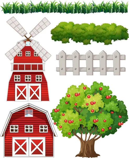 Farm Element Som Isolerad Vit Bakgrund Illustration — Stock vektor