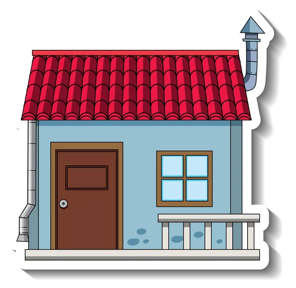 Sticker Template Mini Single House Isolated Illustration — Stock Vector