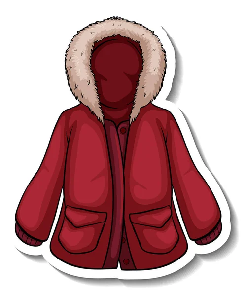 Sticker Template Red Winter Coat Isolated Illustration — Stock Vector