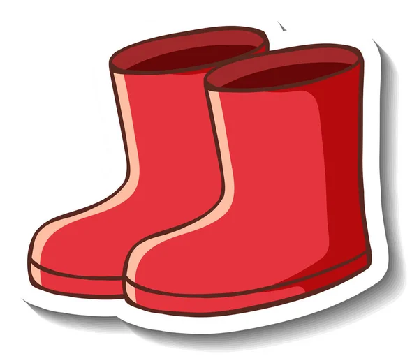 Sticker Template Red Boots Isolated Illustration — Stock Vector