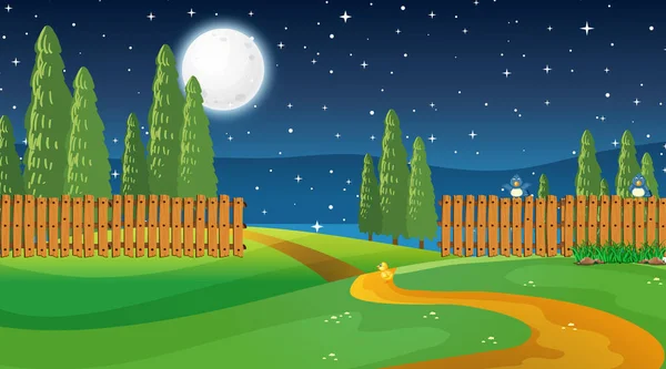 Blank Parco Naturale Paesaggio Scena Notte Illustrazione — Vettoriale Stock