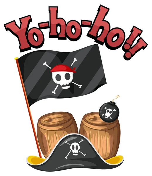 Concepto Pirata Con Banner Palabra Ilustración Objetos Piratas — Archivo Imágenes Vectoriales
