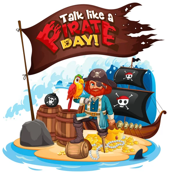 Fale Como Uma Fonte Pirata Com Ilustração Captain Hook Island —  Vetores de Stock