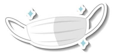 Tıbbi maskeli çıkartma tasarımı izole edilmiş illüstrasyon