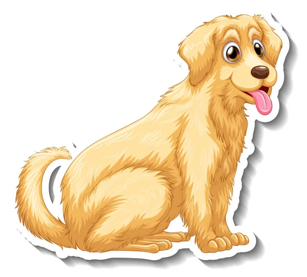 黄金の検索犬孤立イラスト付きステッカーデザイン — ストックベクタ
