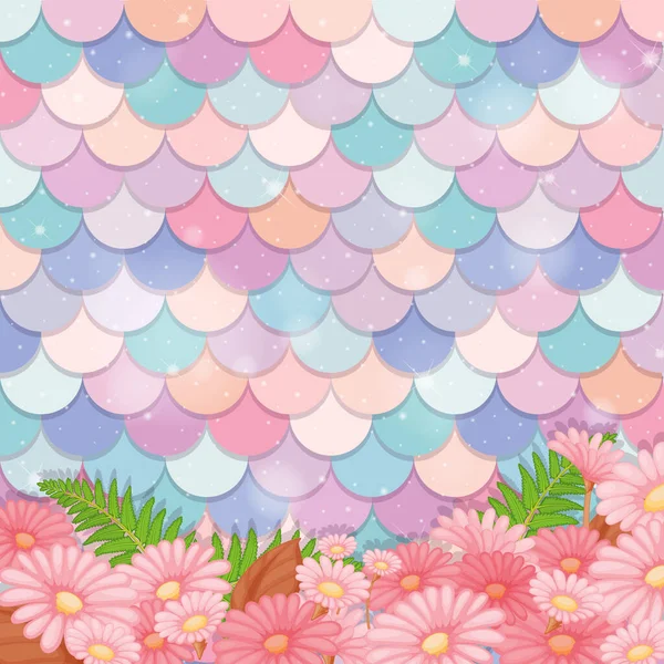 Motif Échelle Sirène Pastel Avec Nombreuses Fleurs Illustration — Image vectorielle