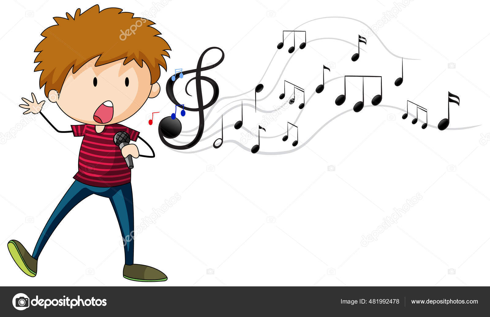 Elemento De Desenho Animado Menino Música Dos Desenhos Animados