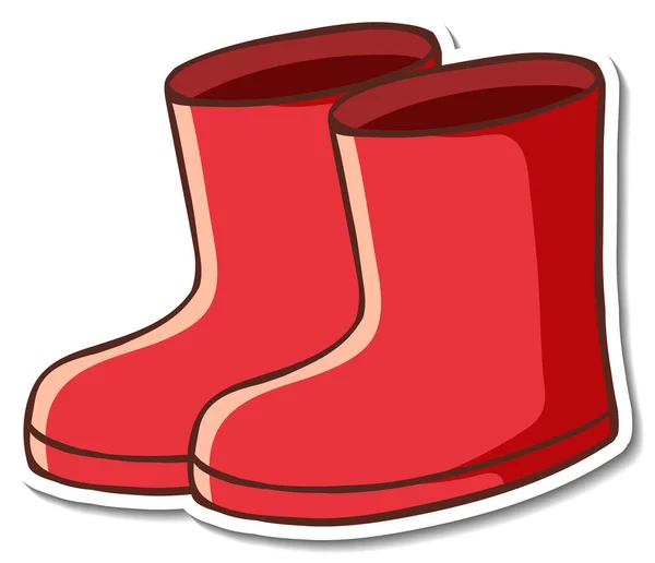 Sticker Design Red Boots Footwear Isolated Illustration — Stock Vector