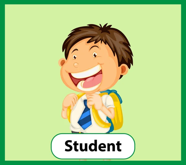 Εκπαιδευτική Αγγλική Λέξη Κάρτα Του Μαθητή Εικονογράφηση — Διανυσματικό Αρχείο