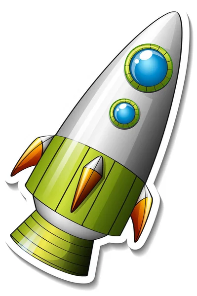 Sticker Template Rocket Space Cartoon Isolated Illustration — Stock Vector