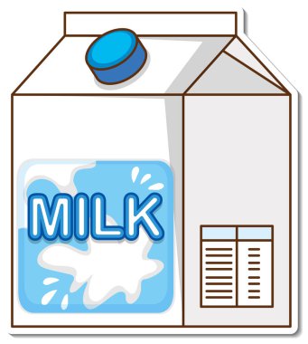 Beyaz arkaplan illüstrasyonunda süt kutusu etiketi