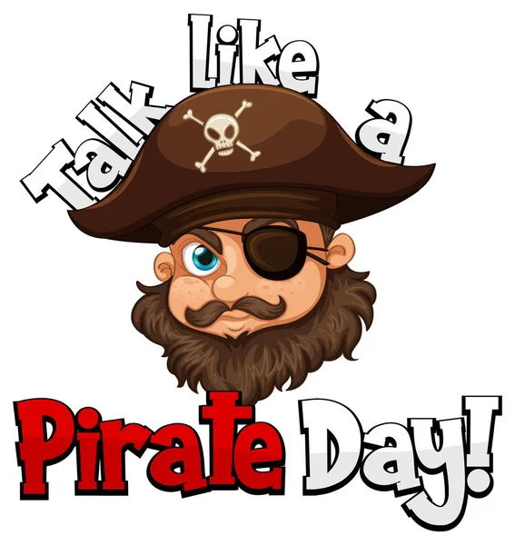 Пиратское Лицо Говорящее Пиратское Слово Белом Фоне — стоковый вектор
