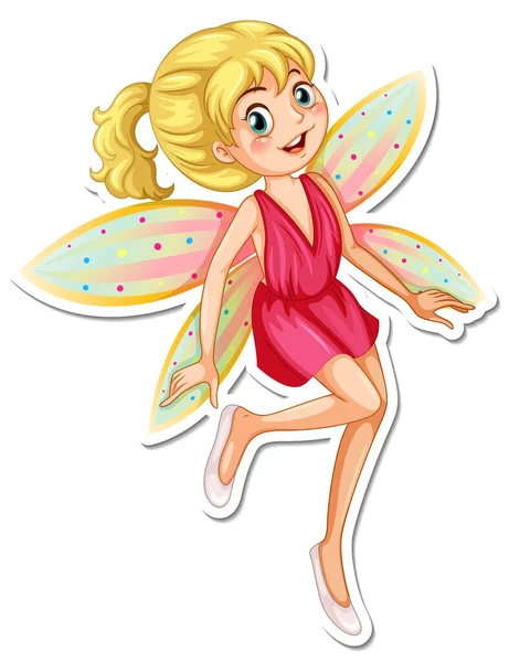 Beautiful Fairy Cartoon Character Sticker Illustration — Stock Vector