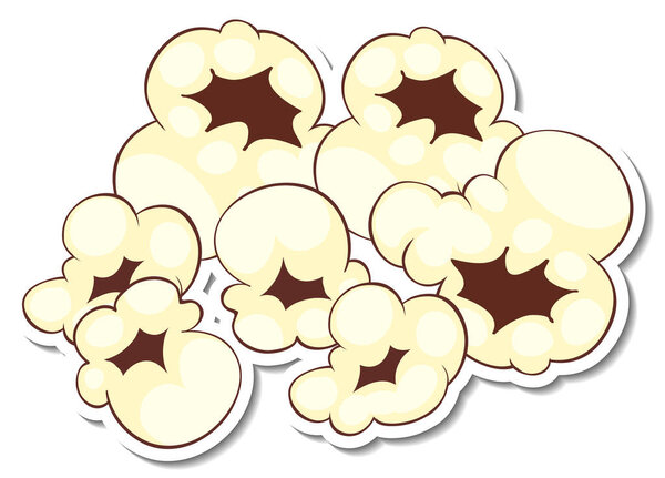 A sticker template with popcorn isolated illustration