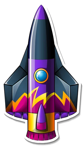 Eine Sticker Vorlage Mit Rocket Space Cartoon Isolierte Illustration — Stockvektor