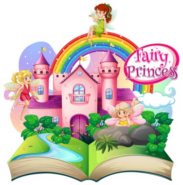 3 boyutlu küçük prenses temalı bir kitap aç