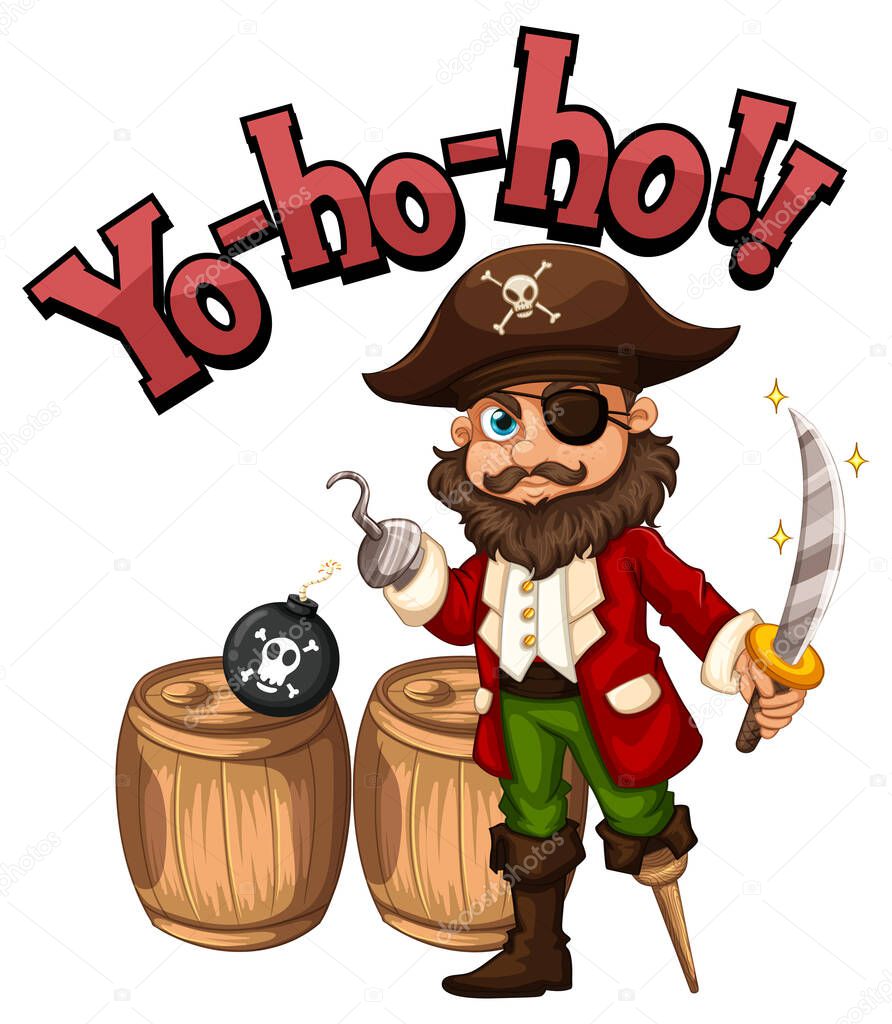 Captain Hook cartoon character with Yo-ho-ho speech illustration