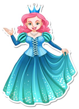 Güzel kraliçe çizgi film karakteri çıkartması.