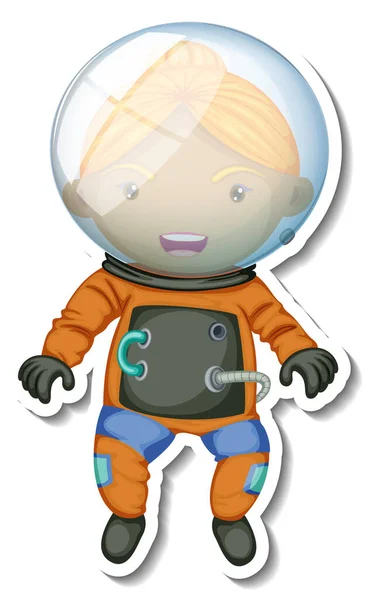 Sticker Template Astronaut Cartoon Character Isolated Illustration — Stock Vector