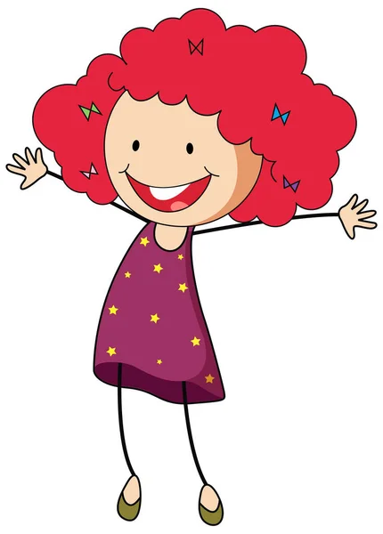 Personaje Dibujos Animados Chica Estilo Doodle Ilustración Aislada — Vector de stock