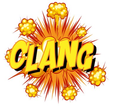 Clang metin illüstrasyonlu komik konuşma balonu