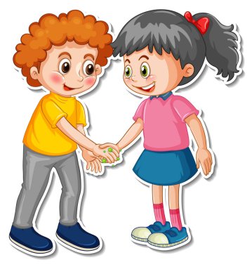 Bakteri ve virüs örnekleriyle tokalaşan iki kişinin etiketi.
