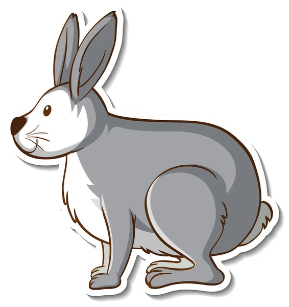 Adesivo Disegno Con Simpatico Coniglio Isolato Illustrazione — Vettoriale Stock