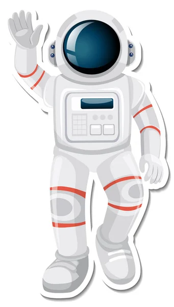Astronauta Astronauta Personagem Desenho Animado Ilustração Estilo Adesivo — Vetor de Stock