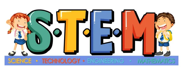Mint Bildungs Logo Mit Kindern Zeichentrickfigur Illustration — Stockvektor