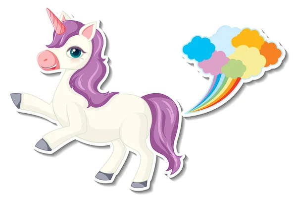 Cute Unicorn Stickers Unicorn Cartoon Character Illustration — Stock Vector