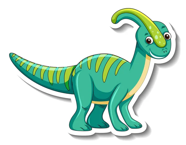 Una Plantilla Pegatina Con Lindo Personaje Dibujos Animados Dinosaurio Ilustración — Archivo Imágenes Vectoriales