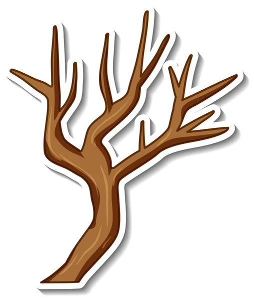 Klistermärke Design Med Torr Träd Isolerad Illustration — Stock vektor
