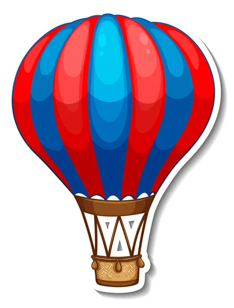 Sticker Πρότυπο Ζεστό Αέρα Μπαλόνι Στην Απεικόνιση Στυλ Κινουμένων Σχεδίων — Διανυσματικό Αρχείο